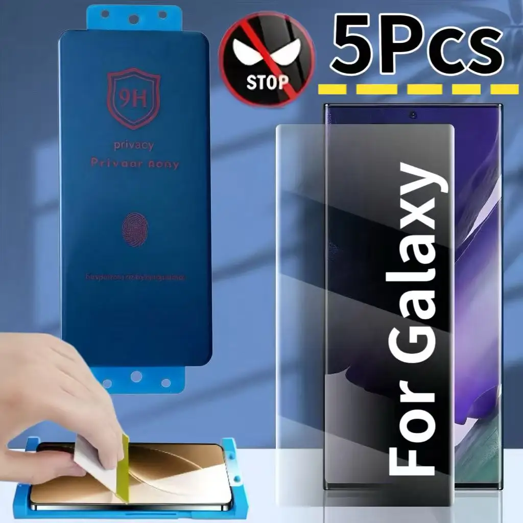 Privacy Screen Protector 5‑Pack for Galaxy S25 S24 S23 S22 S21 S20 S8 S9 S10 Plus Series, Not Tempered Glass