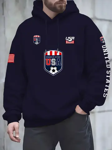 Höstens nya herrluvtröja med amerikansk fotbollsmedaljtryck 2025, avslappnad långärmad tröja för vuxna och pull-off-tröja 10 best sales fotbollströja - №3