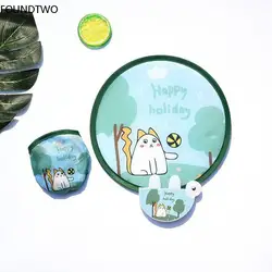 Portable Cartoon Folding Fan Kawaii Creative Foldable Fan Cool Summer Hand Fan Flying Disk Pocket Cloth Fan Gifts for Kids