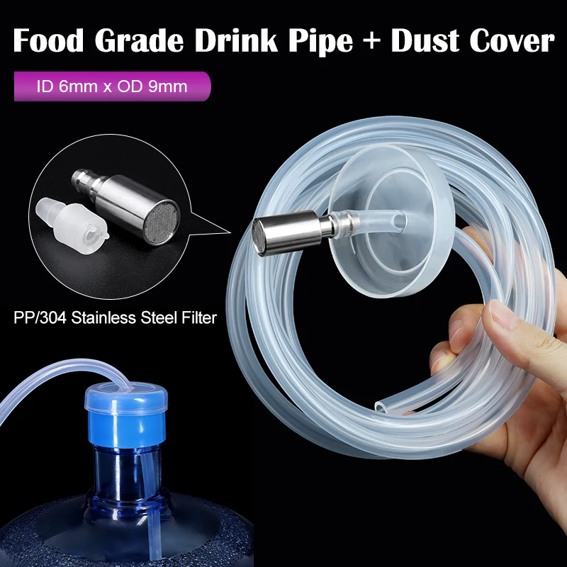 Food Grade Silicone Tube Water Dispenser Kit 6x9mm Soft Automatic Suction Hose Drink Pipe Universal Inlet Pipe Accessories