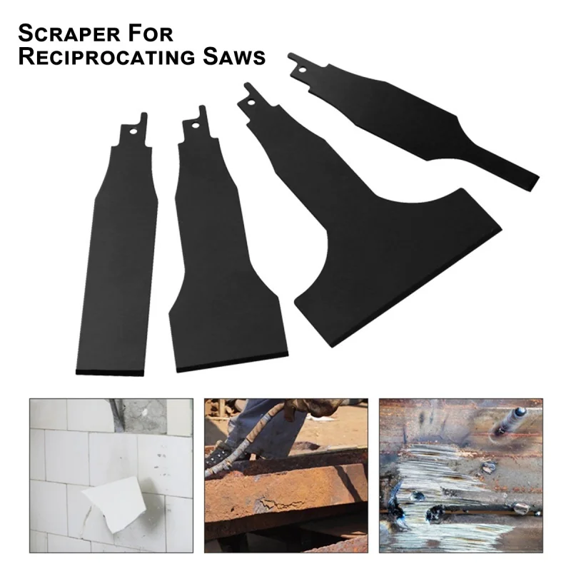 4 PCS/Set Heavy-Duty Scraper And Blade Set For Reciprocating Saws Steel Tile And Putty Removal Wall And Ground Cleaning