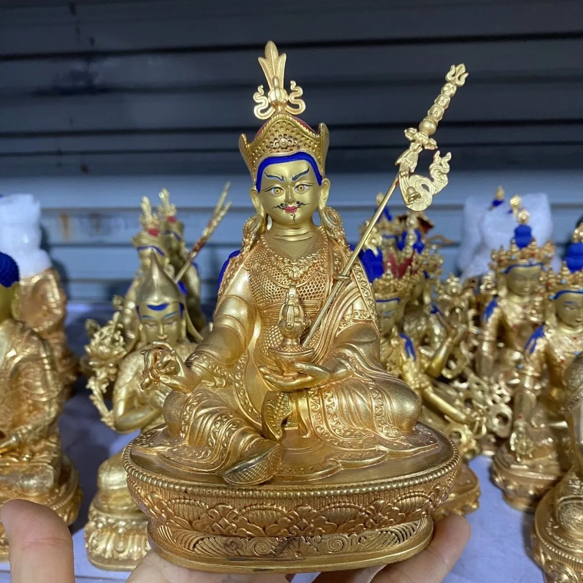 Buddhist implement Exquisite Copper carving Buddha statue LIAN HUASHENG Rinpoche Tibetan family Buddhist lama monk worship altar