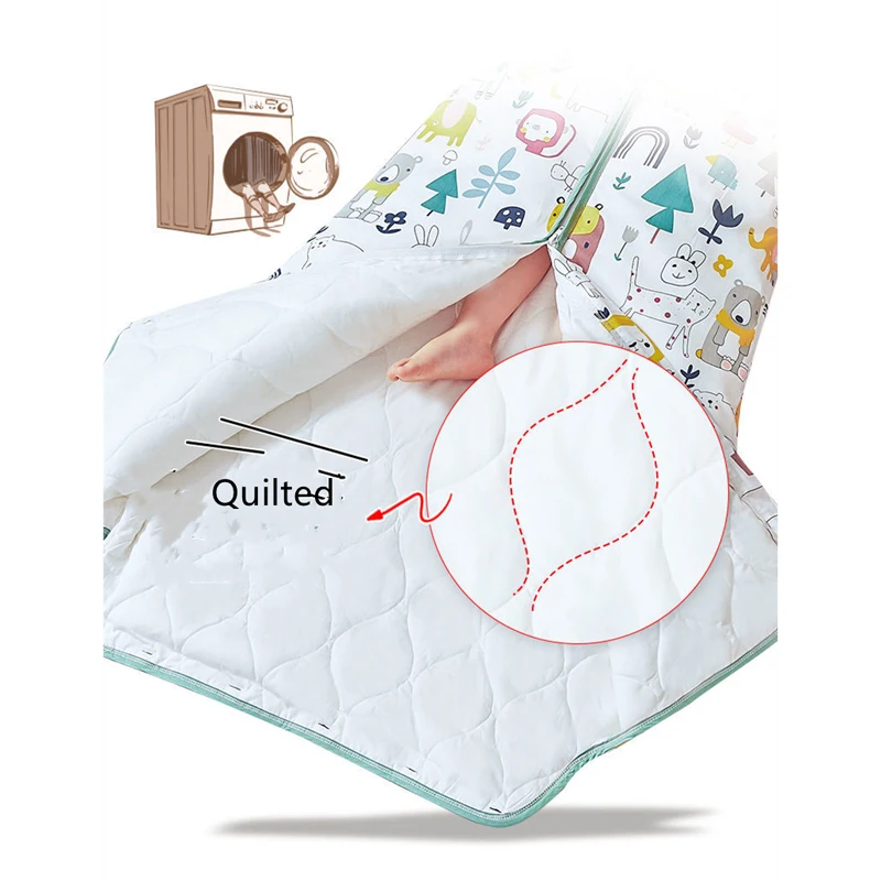 Pure Cotton Cartoon Style Baby Sleeping Bag Autumn Winter Thicken Children\'s Detachable Sleeve Sleeping Bag Anti-kick Quilt