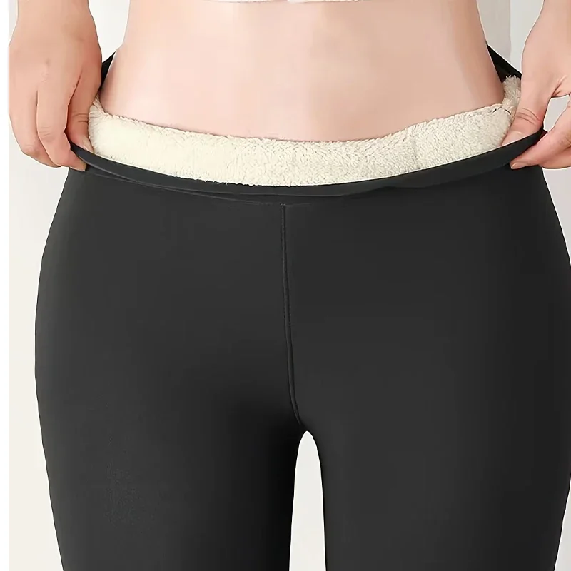 Mulheres inverno quente veludo grosso leggings alta elástica confortável cor sólida apertado calças de cintura alta moda magro streetwear