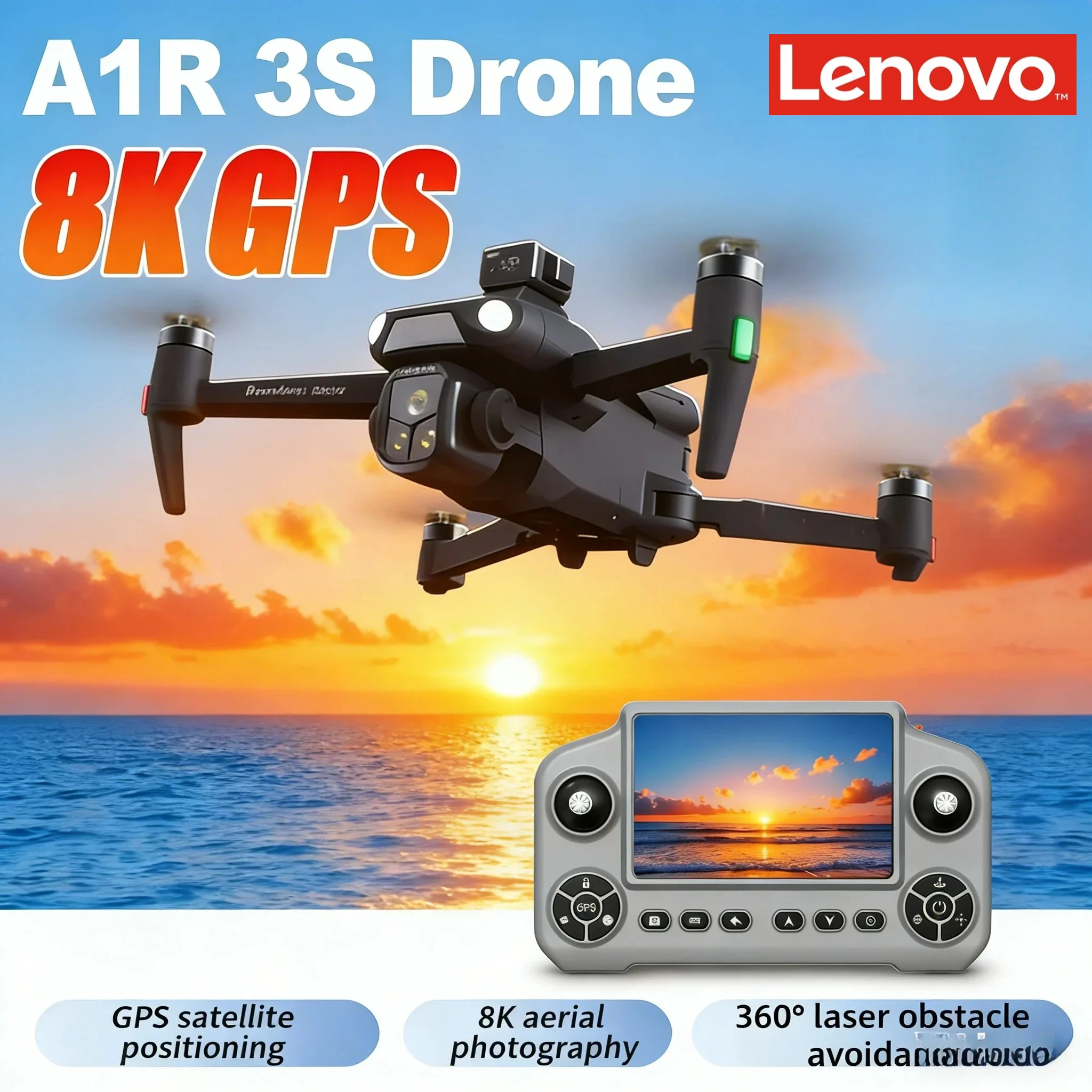 Lenovo Drone With screen RC 8K Professional HD Aerial Photography GPS Laser obstacle avoidance Three-axis gimbal Aircraft