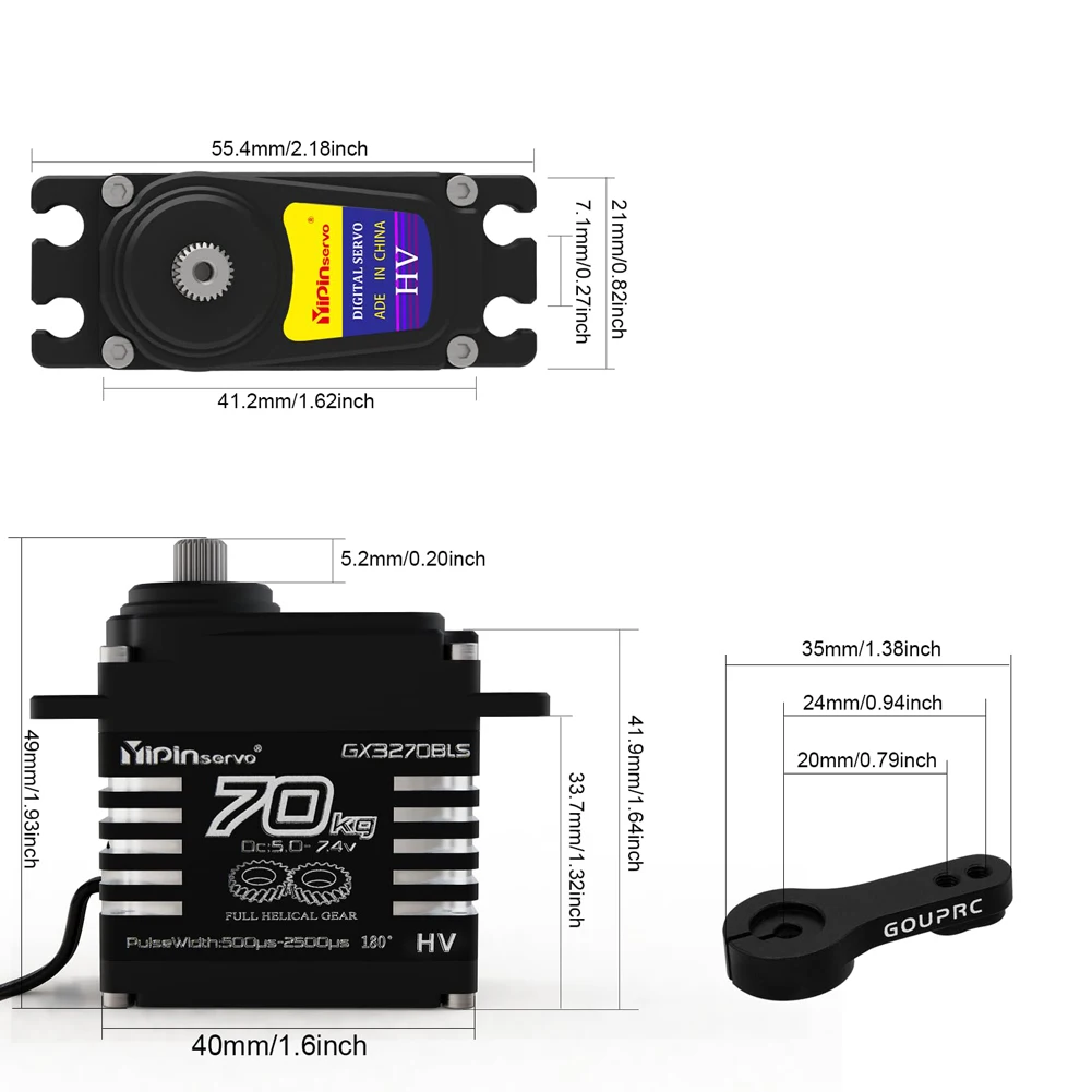 

70KG High Torque Servos 8.4V Oblique Gear Metal Gear Steering Servos for 1/8 1/10 1/12 RC Truck Car Crawler Boat Robot