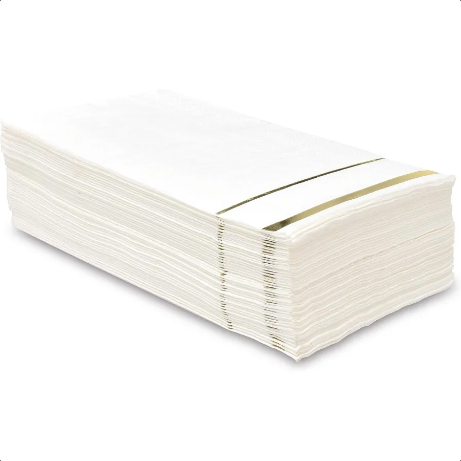 100 tovaglioli per ospiti foderati con finiture dorate, eleganti tovaglioli per la cena, per le vacanze, il bagno, la festa di compleanno, il matrimonio, il baby show