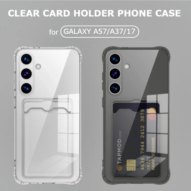 Luxury Clear Case For Samsung Galaxy A57 A37 A27 A17 A07 A56 A36 A26 A16 A06 A55 A35 A25 A15 A05 Card Slot Anti-drop Slim Cover