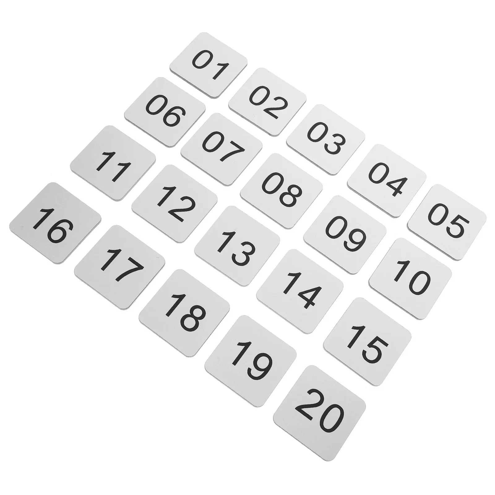 20Pcs Acrylic Number Panel Stickers Self-Adhesive Square Numbered Labels for Locker Door Cabinet Home School Door Numbered Sign
