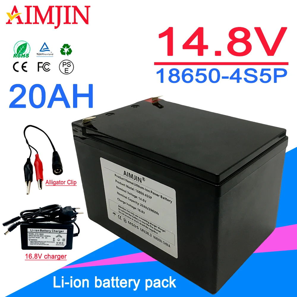4S5P Li-ion battery pack 14.8V 20AH , Agricultural Spray, Stereo, Outdoor Solar Light, Children's Electric Vehicle Etc+Charger