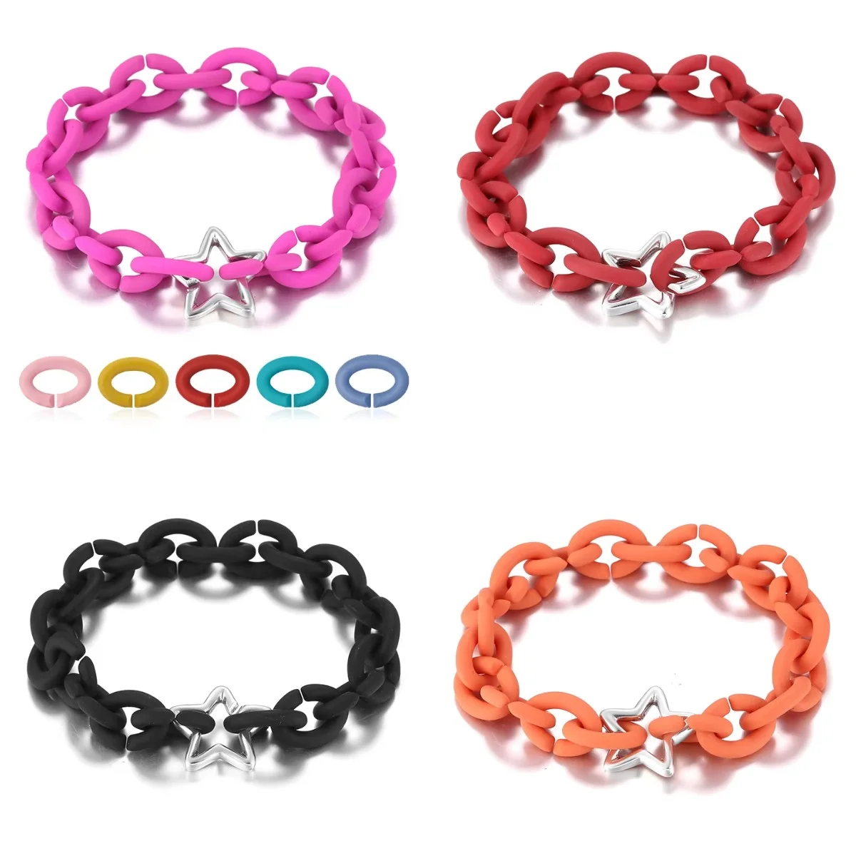 

NEW charming Star Bead Bracelet 10 colors Hard Rubber X Bracelets For Women Men Jewellery Fashion gifts