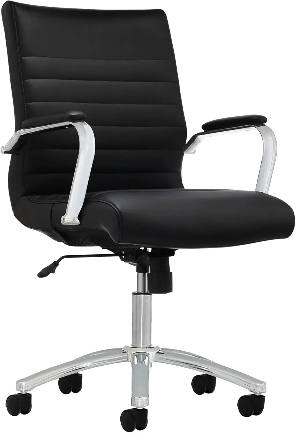 

Кожаное кресло со средней спинкой Modern Comfort Series Winsley, черное