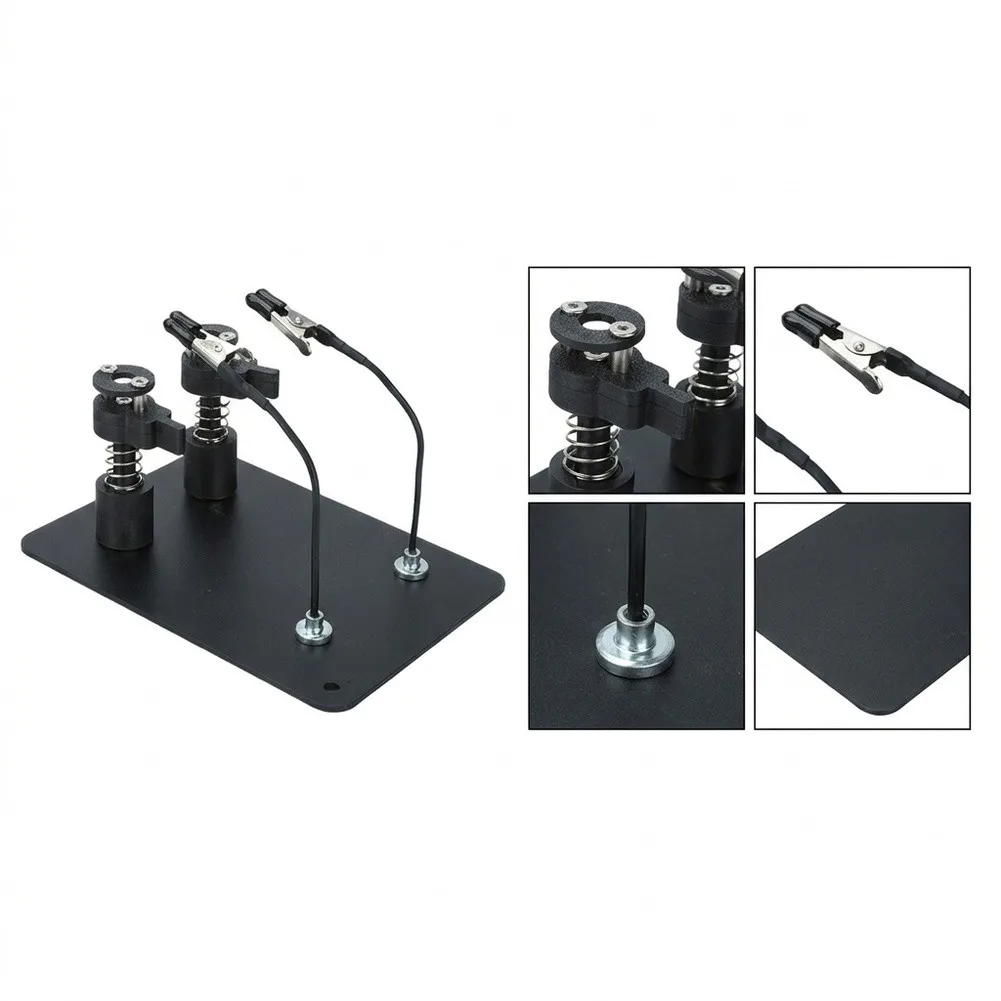 Adjustable Soldering Arm PCB Holder Magnetic For Electronics Hobby 360 Degree Rotation Black Steel Base Compact Design