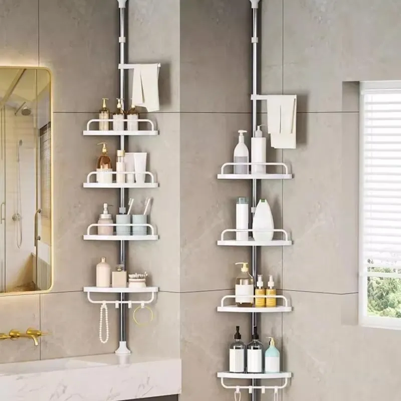Stainless Steel Bathroom Corner Storage Rack Telescopic 4 Layer Shower Organizer For Shampoo Shower Gel Punch-Free Bathroom