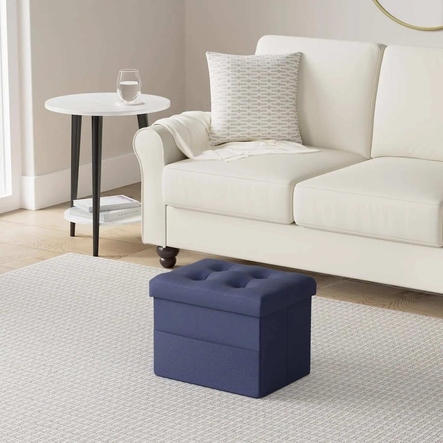 

Оттоманка для хранения, складной табурет для ног, подставка для ног с боковым карманом, современный пуфик с местом для хранения, короткий диван, табурет, льняная ткань