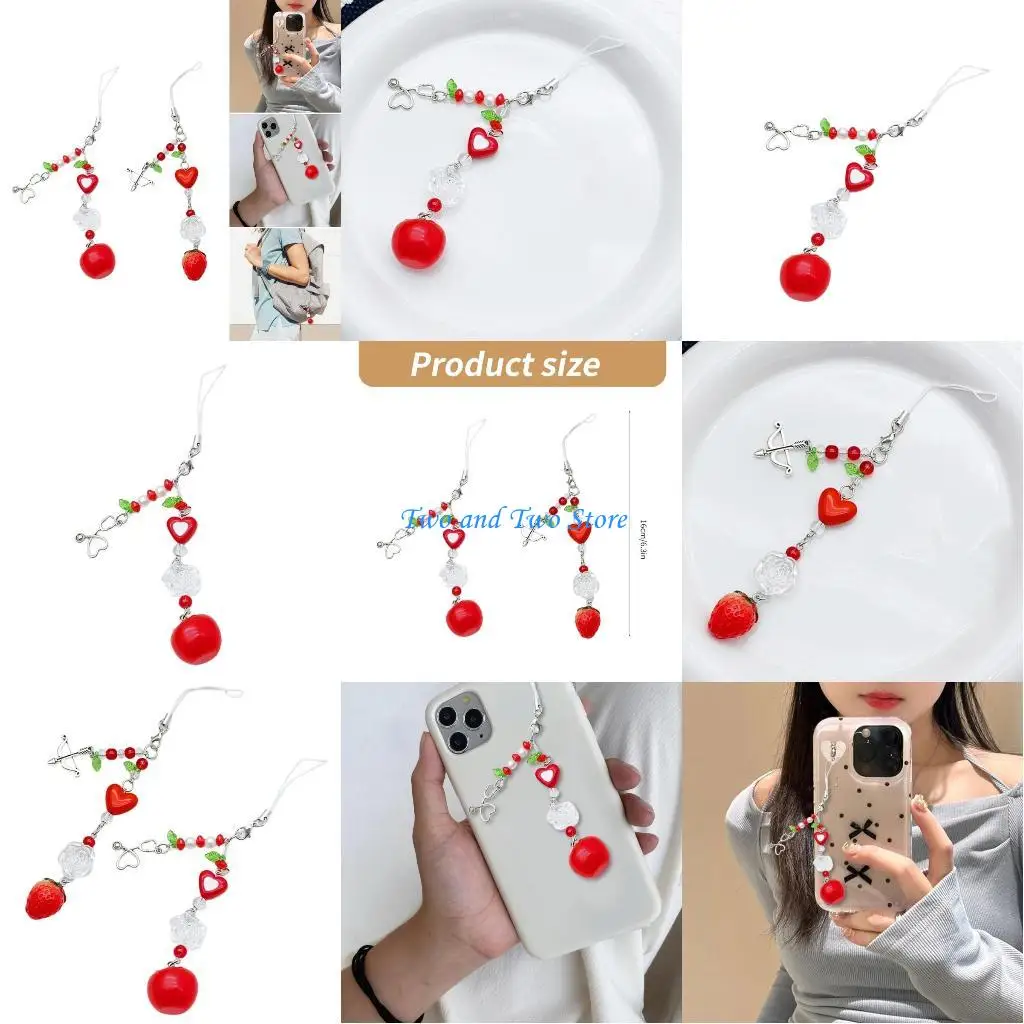 

HX6F Tomato Strawberry Pendant Hangings Rope Phone Chain Strap Keychain Accessory