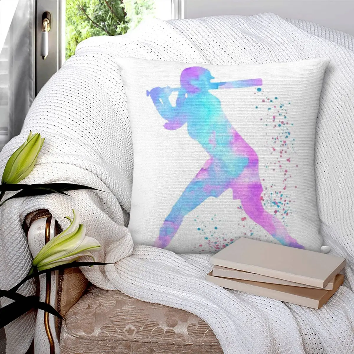 Baseball Boy Batter Square Pillowcase Polyester Pillow Cover Velvet Cushion Zip Decorative Comfort Throw Pillow For Home Car