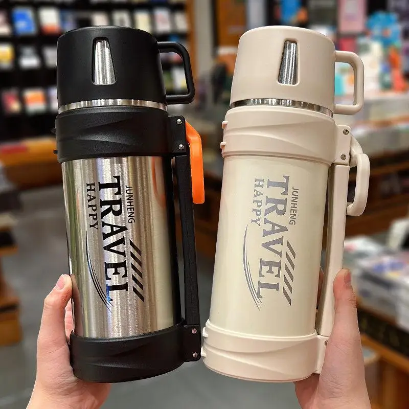 Stainless Steel Outdoor Portable Insulated Water Bottle Large Capacity Construction Site Proof Drop-resistant Men's Water Jug