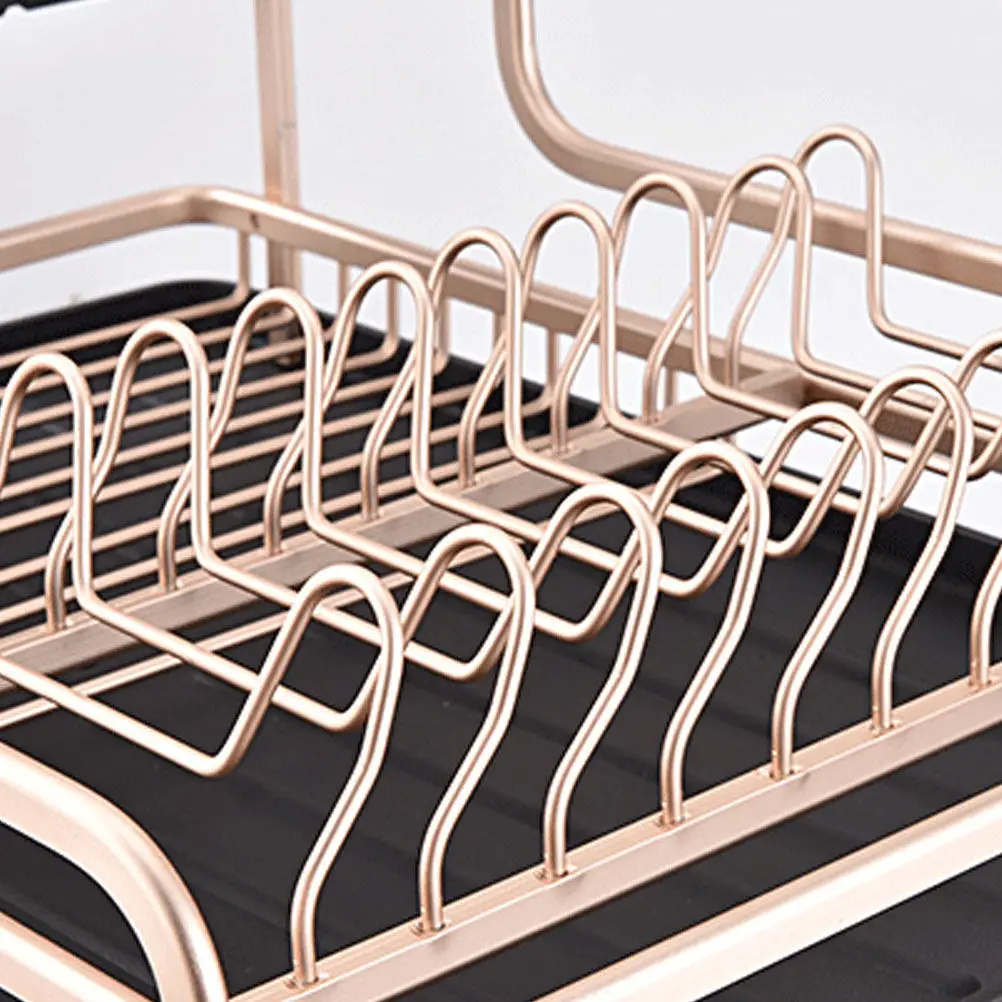 

1 шт. Двухуровневая подставка для кухонных мисок, золотистая, легкая, из алюминиевого сплава, с функцией сушки и хранения