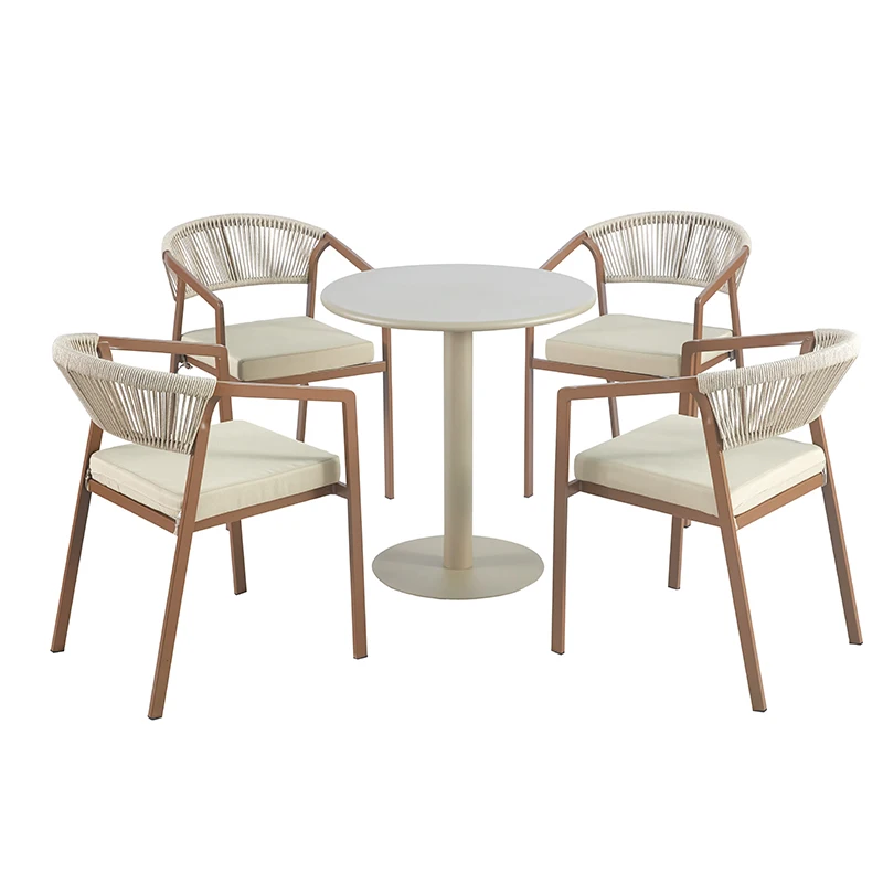 * Promotion Outdoor Metal Frame Dining Set Garden Rope Woven Leisure Armchair Villa Courtyard Furniture