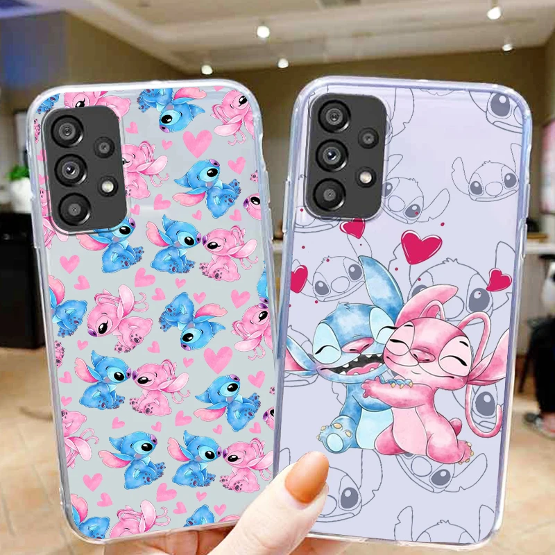 Stitch Angel Lilo For Samsung Galaxy A04 A04E A42 A12 A02S A91 A81 A71 A51 A41 A31 A21 Transparent Soft Phone Case Coque Capa