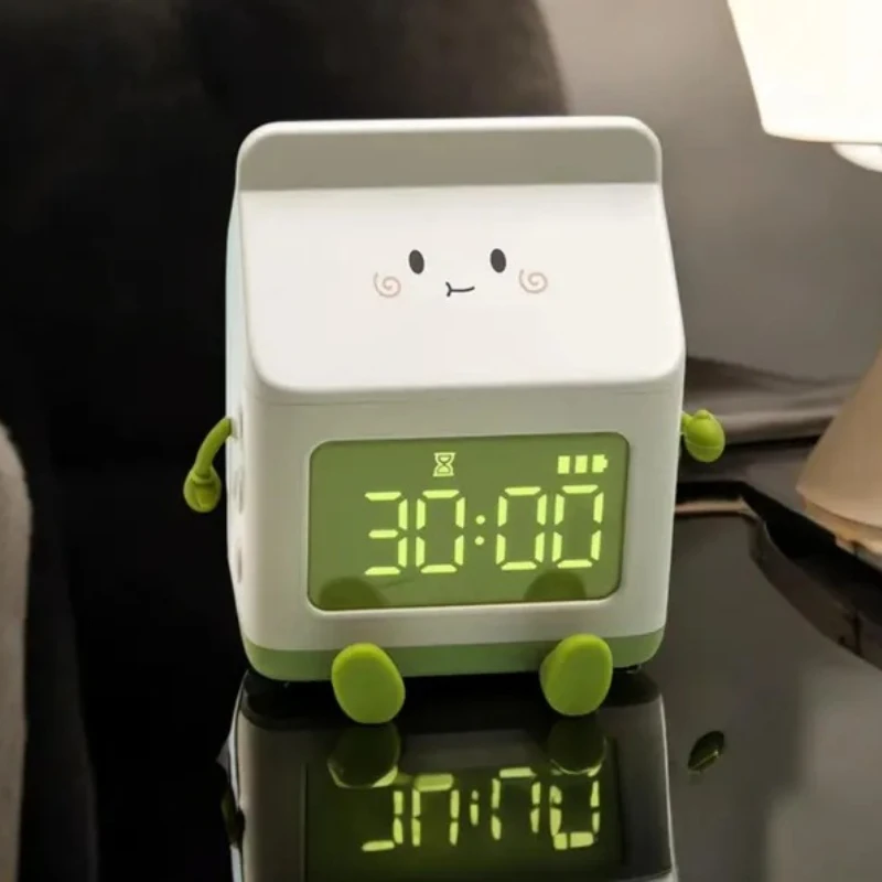 Creative Milk Carton Alarm Clock Wake Up Desk Clock Artifact Bedroom Multifunctional Children's Electronic Clock Type-c Charge