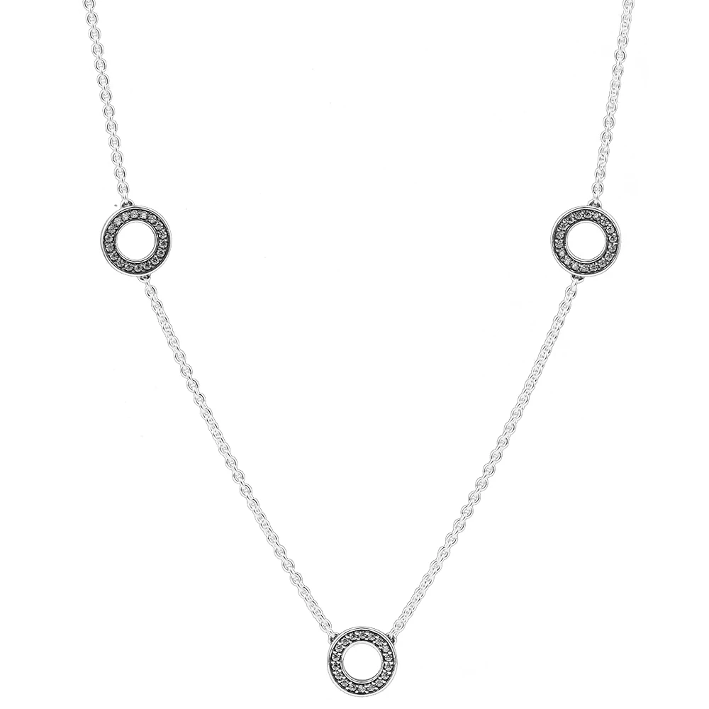 

Pave Circles Chain Necklace 2024 Mother's Day Sterling Silver Jewelry New Style Woman Fashion Jewelry Crystals Fashion DIY