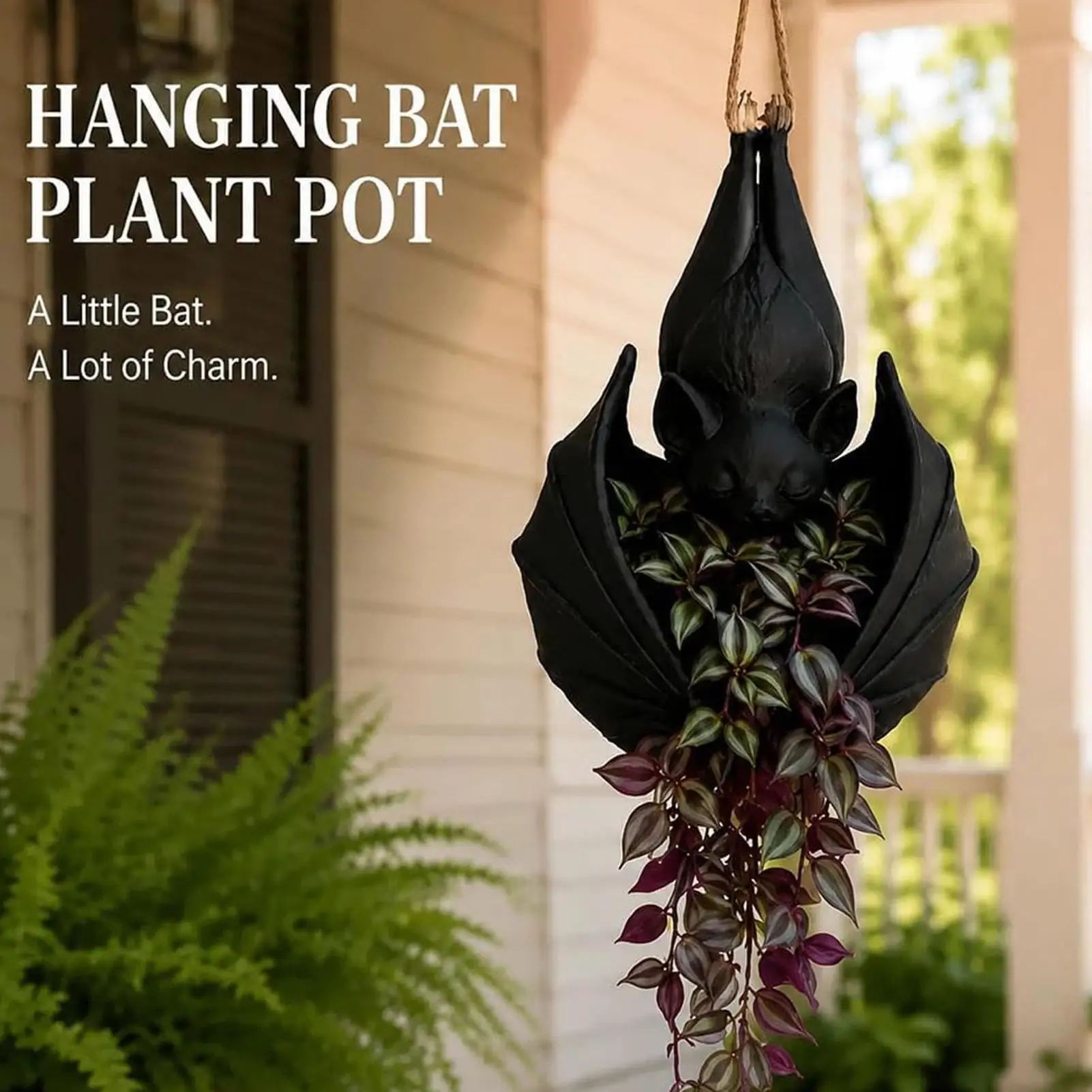 Gothic Style Bat Hanging Planter Creative Hanging Succulent Planter 3D Printed Bat Wing Flowerpot Halloween Garden Decor