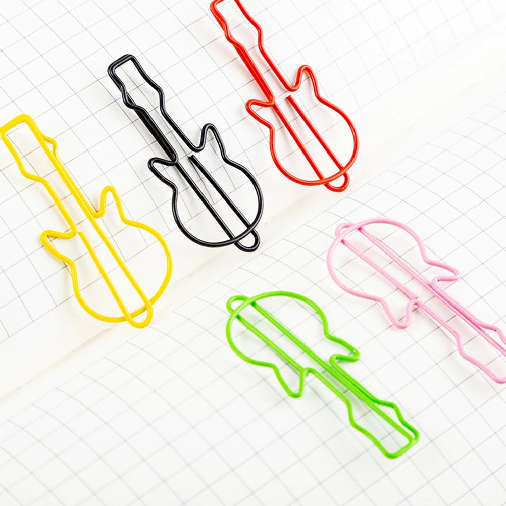 

50Pcs Music Themed Paper Clips Guitar Shape Metal Bookmark Page Holder for Books Planners Journals Creative Office School