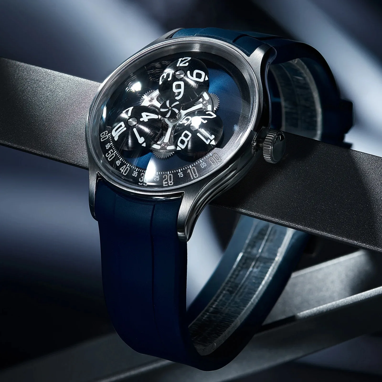OBLVLO Men Automatic Watch 41MM Mechanical Wristwatch Luminous Rotatable Starwheel Dial Bubble Mirror Waterproof Sapphire Mirror