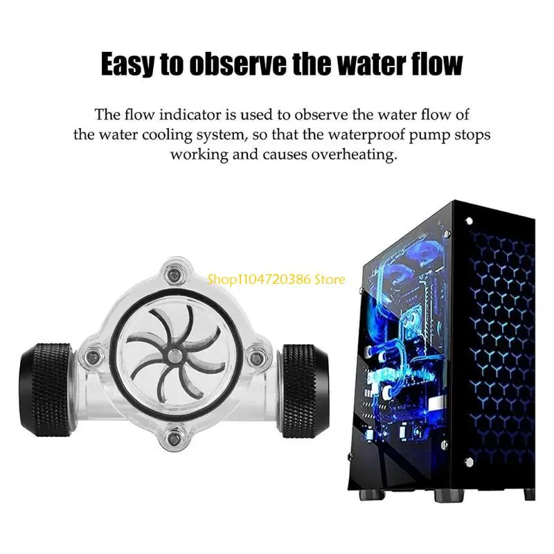 K0EA 8 Impeller Acrylic Computer Water Cooling Meter G1/4 Female Thread All-in-one Liquid Coolin Tool