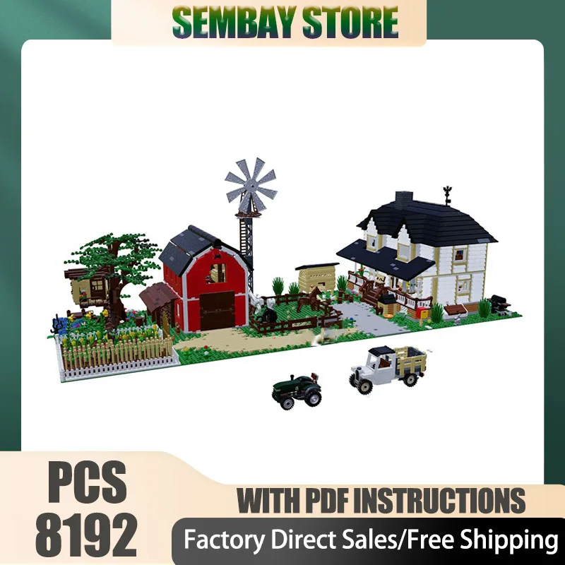 

City Street View Moc Building Bricks Modular Large Farm Model Technology Blocks Christmas DIY Toy Construction Holiday Gifts