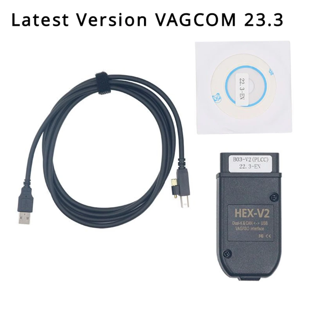 VAGCOM 22.10 Obd2 Scanner HEX V2 VAG COM 23.3 FOR VW AUDI FOR VW AUDI Skoda Seat ATMEGA162 Multi-language VAG COM VCDS HEX VAG