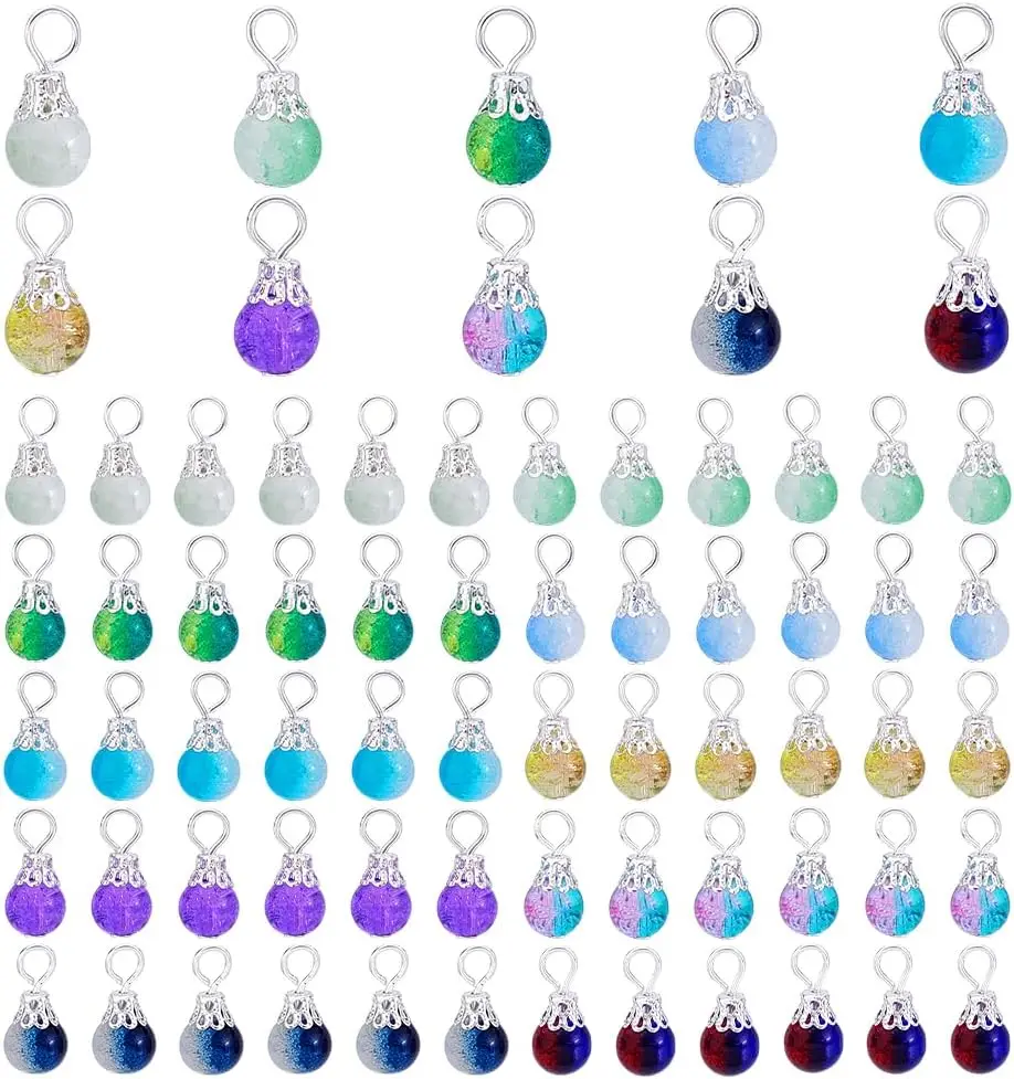 

100pcs Crystal Glass Charms with Loops for DIY Jewelry Making – 10 Colors, Dangle Beads for Necklaces, Bracelets, Earrings