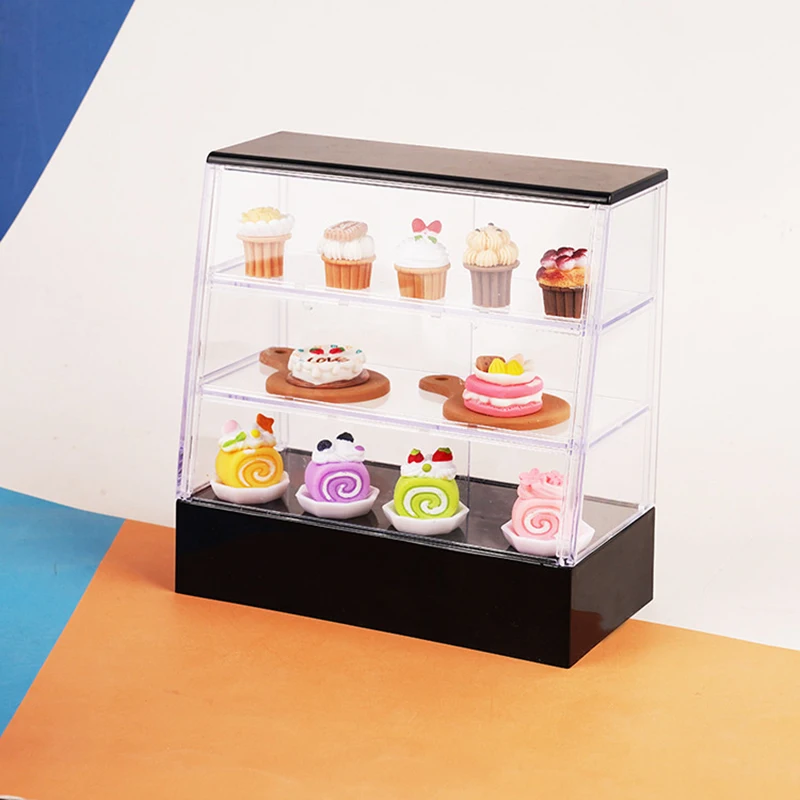 Expositor de pastelería en miniatura; Decoración de panadería para casa de muñecas, juguete modelo de comida de cocina para niñas
