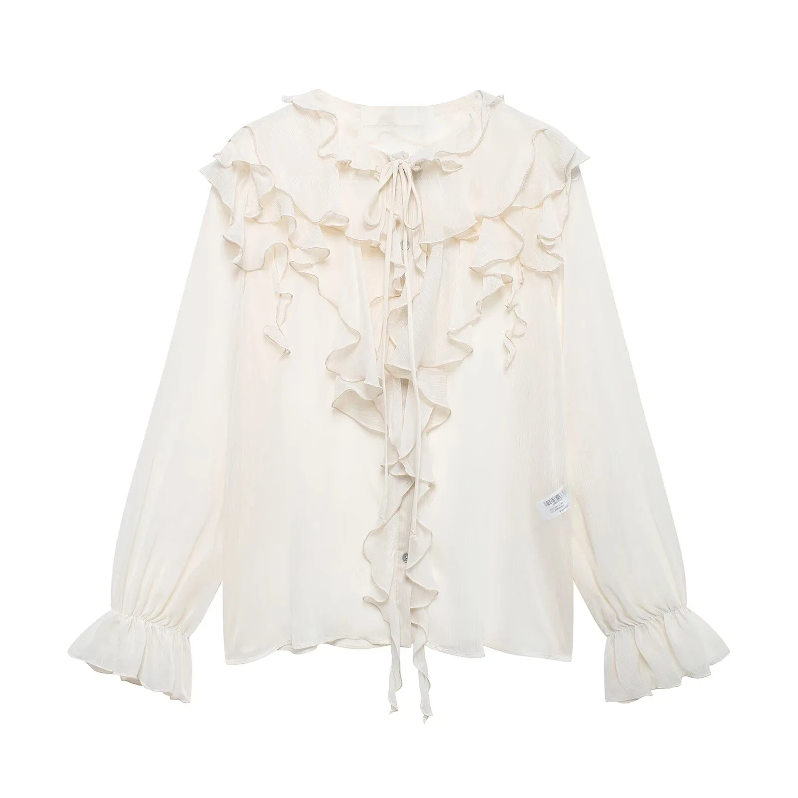 Tangada 2024 Women Ruffles White Chiffon Shirt Female Loose Blouse Tops 3H0991