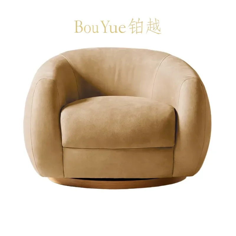 Modern Leather Swivel Accent Chair Barrel Design Casual Living Room Furniture Comfortable Upholstered Armchair Home Decor