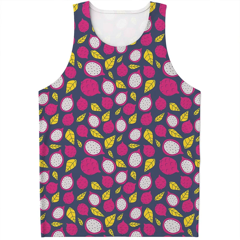 Cute Papaya Pitaya Graphic Tank Top Men Summer Streetwear 3D Printed Hawaiian Fruits Vest Quick Dry Sleeveless T-Shirt Y2k Tops