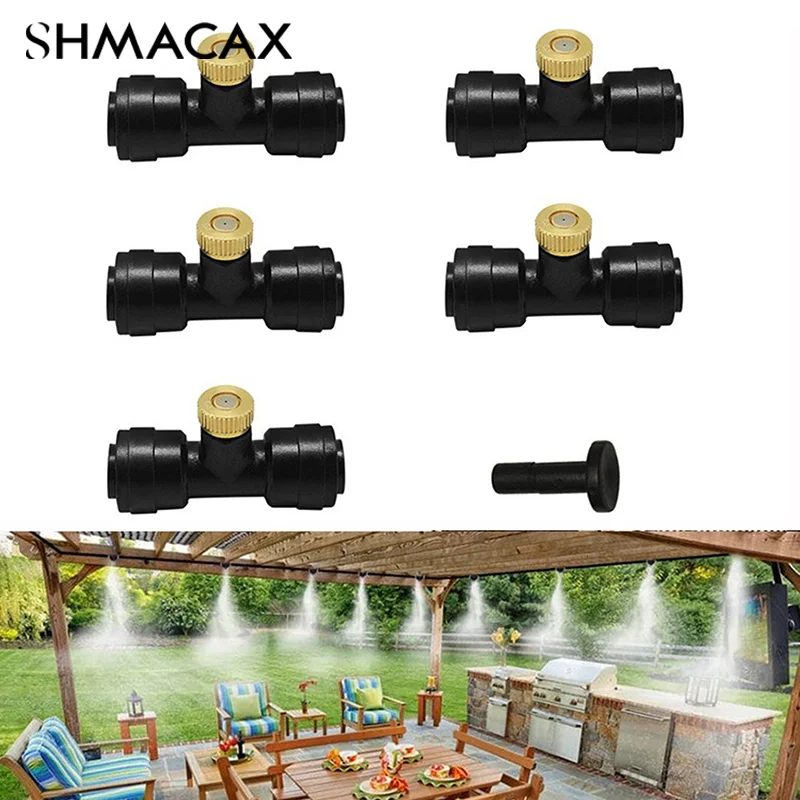 

10Pcs/Llot Misting Fog Nozzles With Quick Access Tee Connector Adapter Garden Lawn Landscaping Irrigation Sprayers Kit