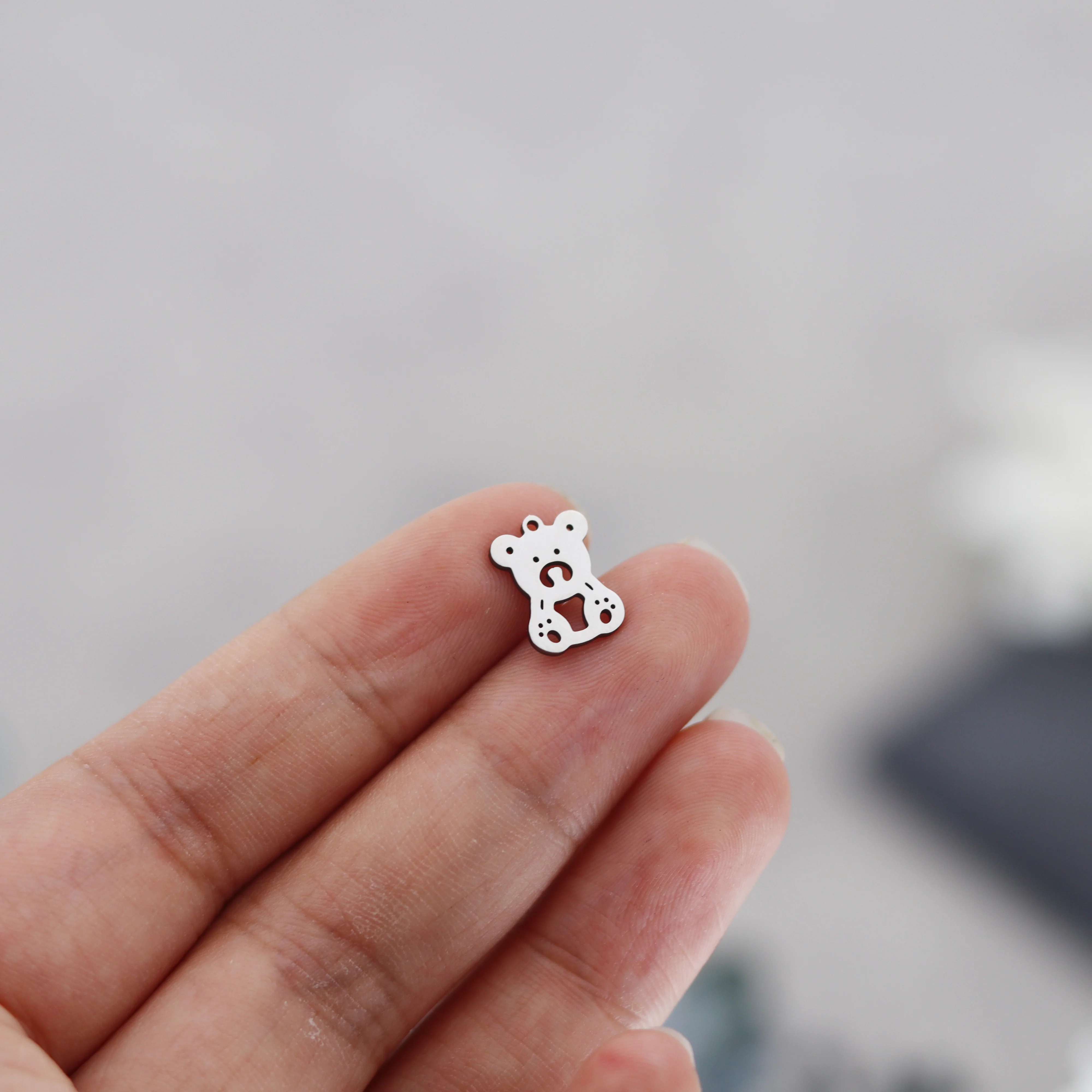 3PCS/LotTeddy Bear Pendant  Minimalist Animal Pendant Cute Mini Bear  pendant Necklace for Jewelry Making for Men and Women