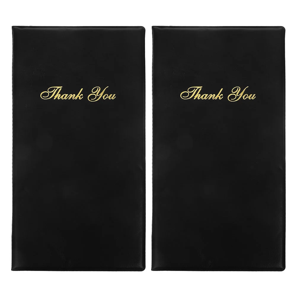 2 PCS Tip Holder Menu Guest Checks Notebook Black Pvc Restaurant Ticket Receipt