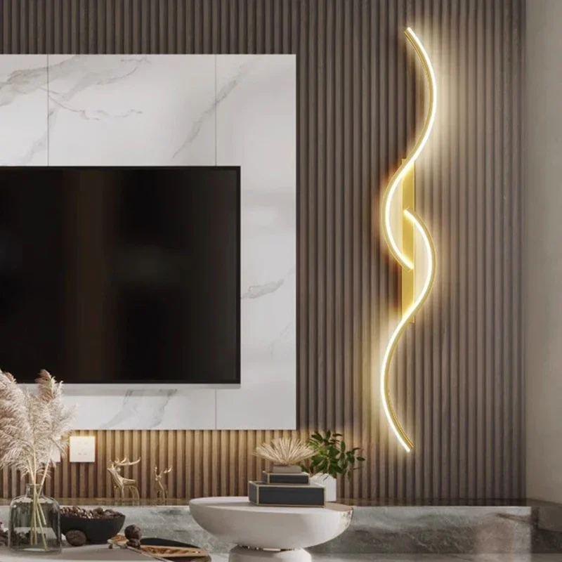 

LED Wall Sconce Strip Aluminum Wall Lamp 60/80/100CM For Bedroom Bedside Living Room Background Decor Lighting Fixtures
