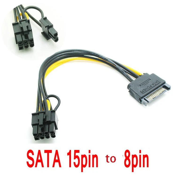 SATA 15PIN to 8Pin 6+2 Cable Splitter Graphics Card Power Line Video Card Converter Wire Adapter GPU 6PIN+2PIN Extend Cord