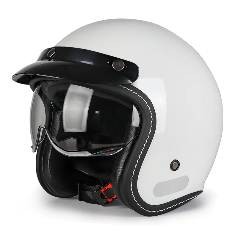 

Retro Helmet Unisex Electric Motorcycle All Season Safety Helmet with Inner Lens Universal for Cruise Pedal Scooter Men Women