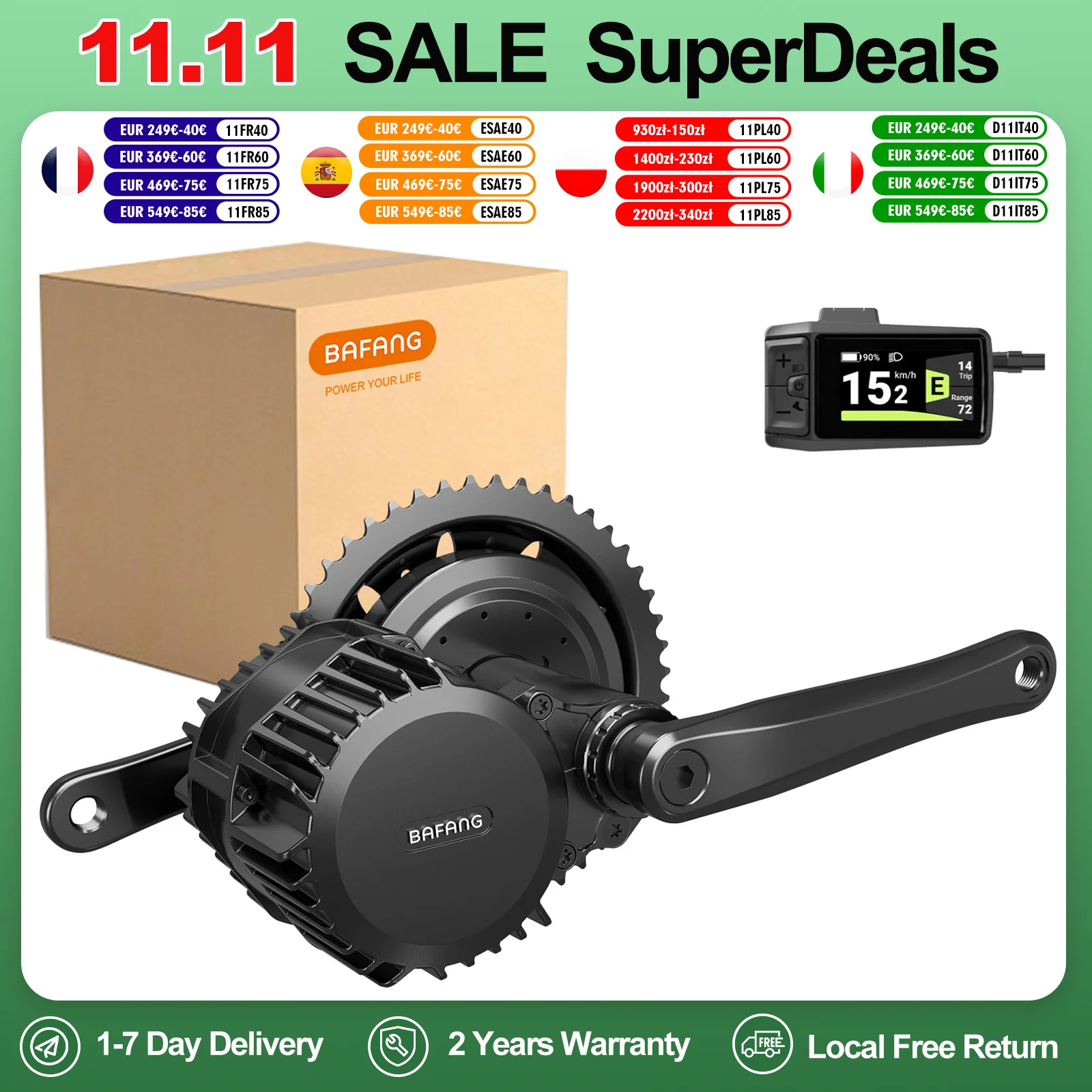 BAFANG 1000W 48V BBSHD Kit motore Mid Drive Motore per bicicletta elettrica BBS03 68mm -120mm Kit di conversione motore motore Ebike Mid Drive