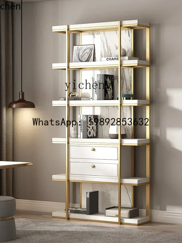 

O15- simple style high-grade stainless steel bookshelf living room display metal storage Bogu shelf light luxury storage rack