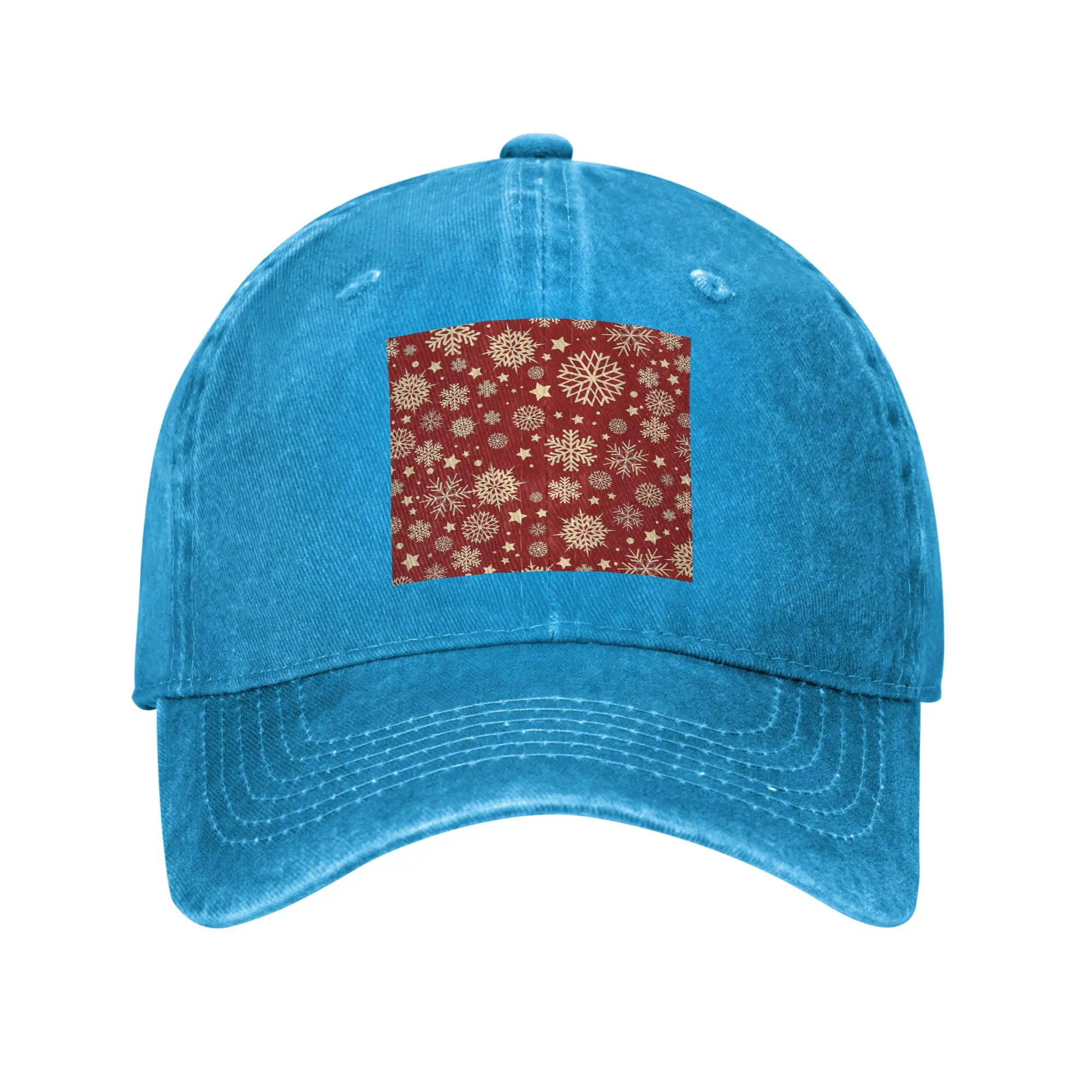 Christmas Snowflakes Pattern Denim Cap Casual Baseball Caps Adjustable Hat Summer Unisex Baseball Hats