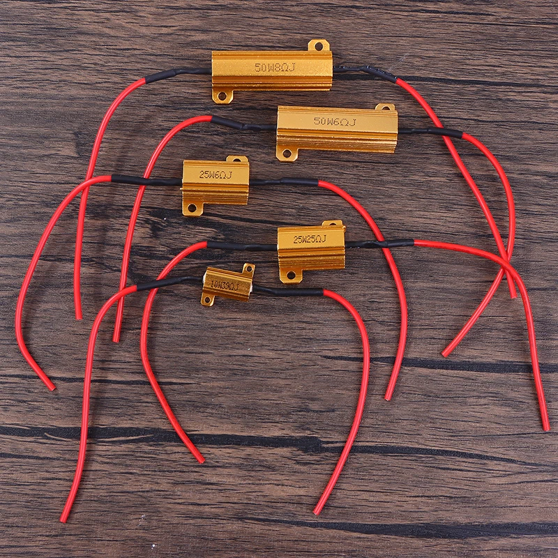2Sets Car LED Canbus Decoder - 10/25/50W 6/8/25/39Ohm Load Resistors for Auto Turn Signal/License Plate Lamp