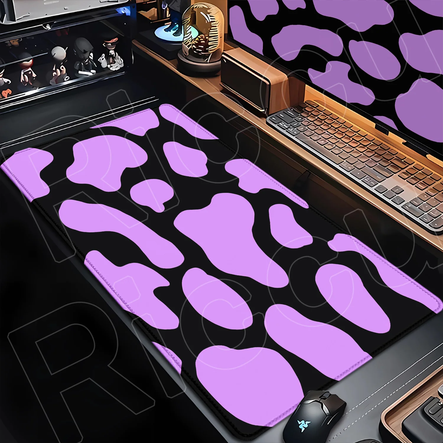 Alas Mouse Pola Sapi Baru Alas Mouse Kantor Permainan PC Laptop Tebal Alas Meja Karet Antiselip Kustom Aksesori Gaming