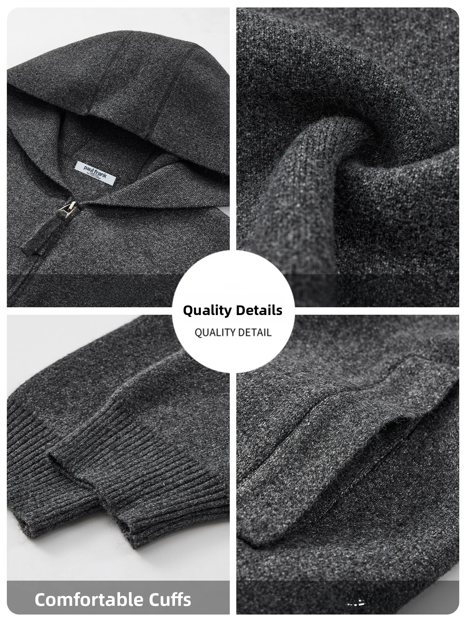 PaulFrank Hooded Knitted Sweater Casual Warm Men's Autumn Winter Faion Polyester Nylon Spandex Blend Comfortable Fit Coat